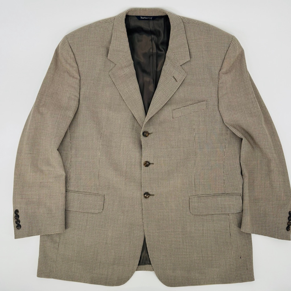Burberrys' Vintage Brown Black Plaid Italian Wool Blazer - Authenticated